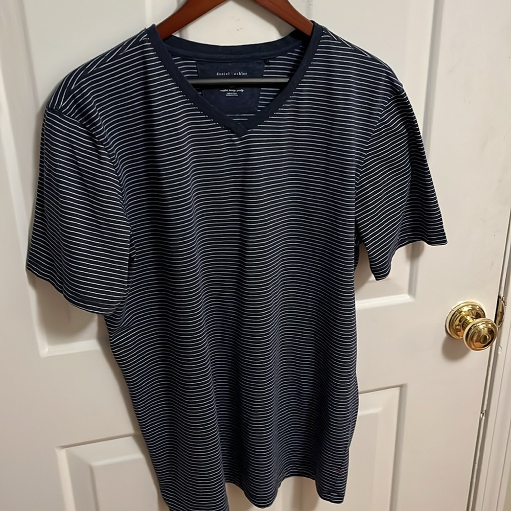 Daniel Buchler Striped V Neck